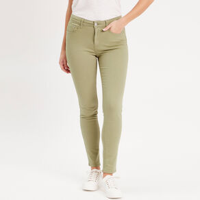 jeans slim 5 poches vert kaki femme Jeans slim 5 poches vert kaki femme