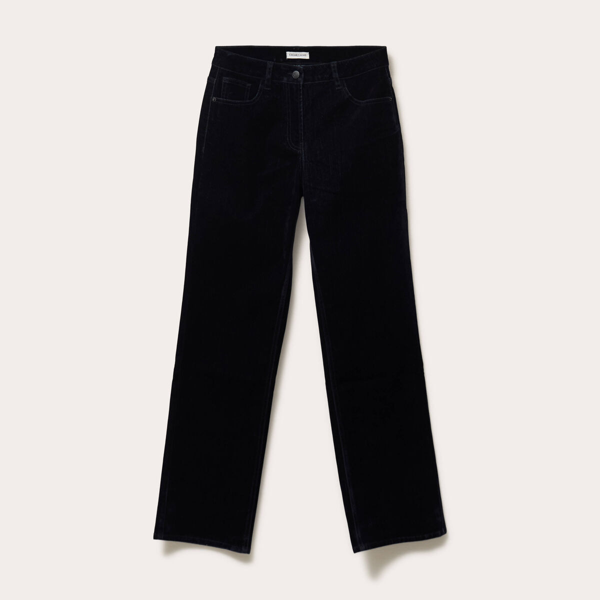 Pantalon droit en velours noir femme