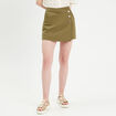 Jupe-short droite en jean vert kaki femme