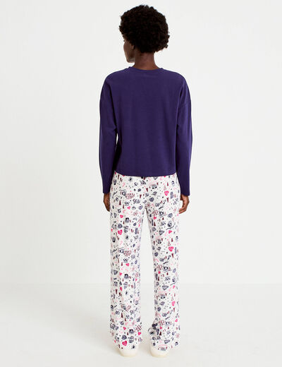 Pyjama manches longues blanc femme