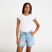 Bermuda regular 5 poches en jean denim bleach femme