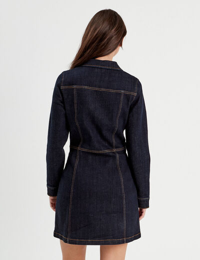 Robe droite zippée en jean denim brut femme
