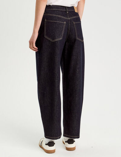 Jean barrel cropped taille standard denim brut femme