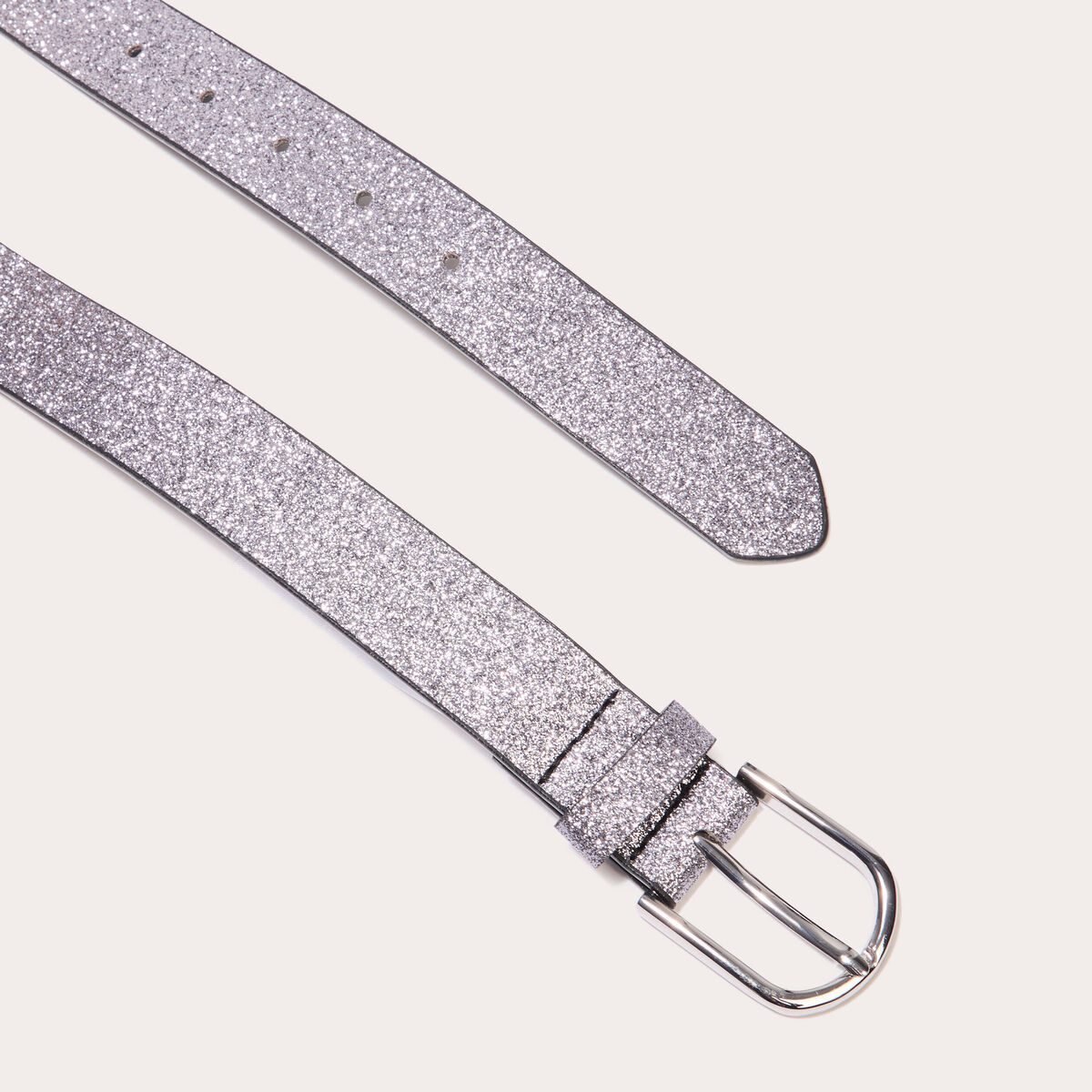 Ceinture pailletée denim noir enduit femme
