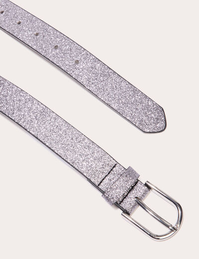 Ceinture pailletée denim noir enduit femme