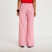 Pantalon large taille haute rouge femme