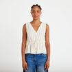 Blouse sans manches col v blanc femme