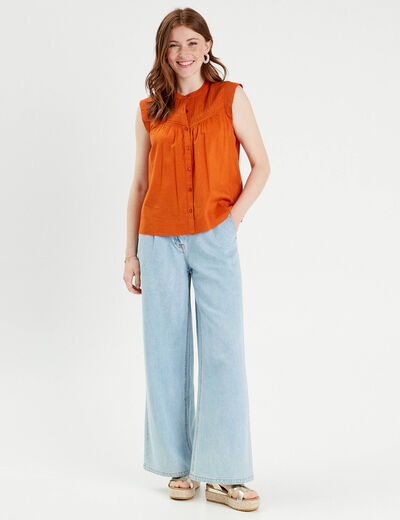 Blouse sans manches orange femme