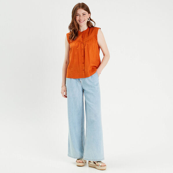 blouse sans manches orange femme Blouse sans manches orange femme