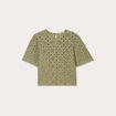 T-shirt macramé col rond vert kaki femme