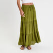 Jupe longue évasée vert foncé femme