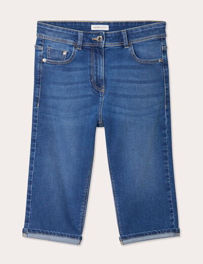 Bermuda skinny en jean denim stone femme