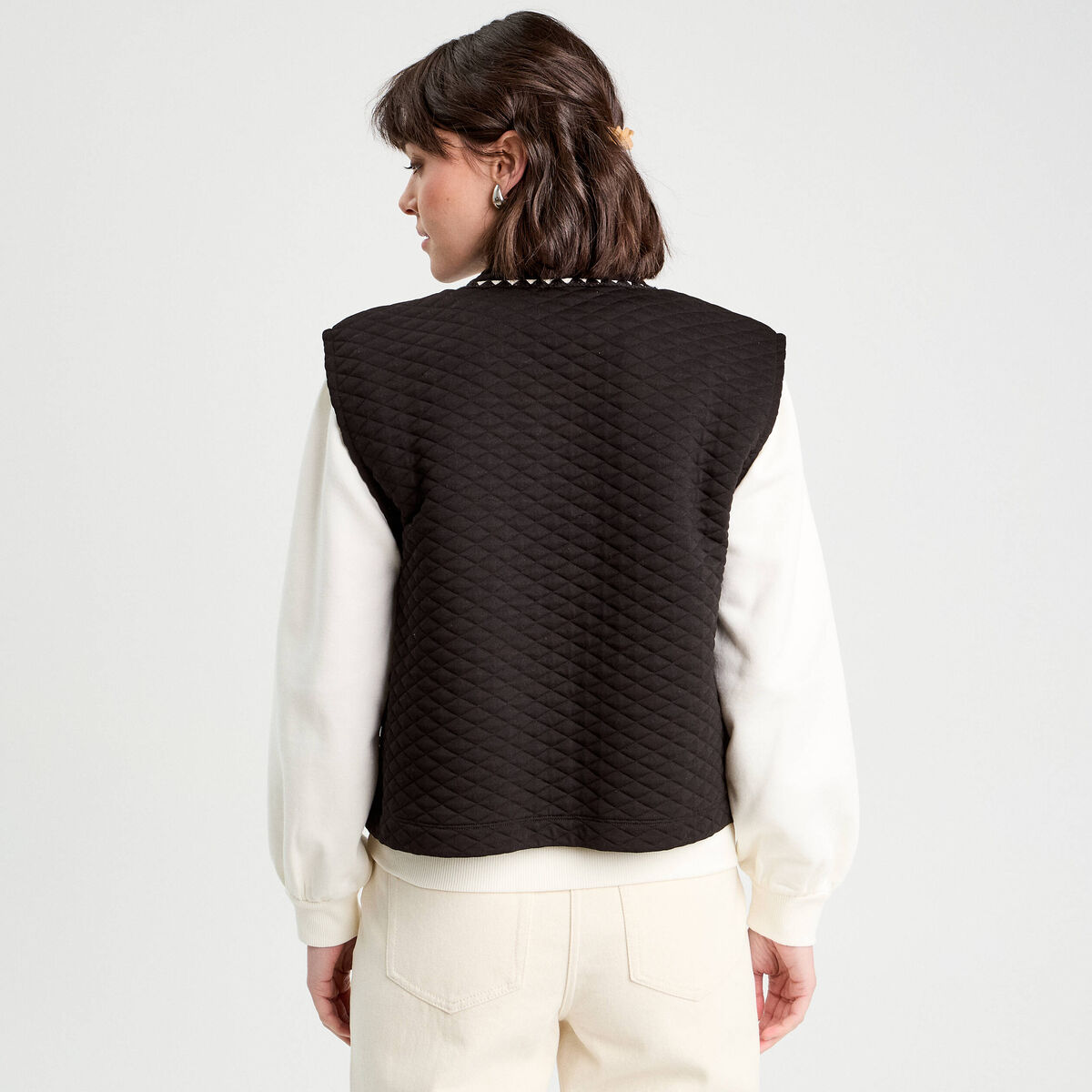 Veste matelassée sans manches noir femme