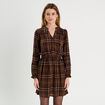 Robe évasée détails dentelle marron foncé femme