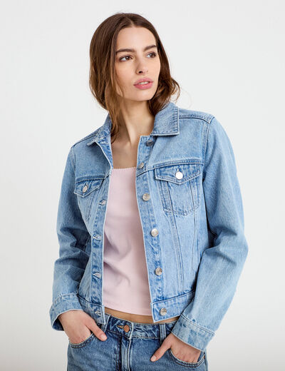 Veste en jean manches longues denim triple stone femme