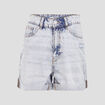 Short mom taille haute en jean denim bleach femme