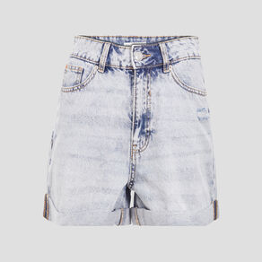 short mom taille haute en jean denim bleach femme Short mom taille haute en jean denim bleach femme