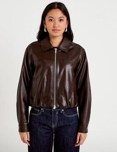 Bomber oversize marron fonc&eacute; femme