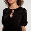 Robe évasée brodée noir femme