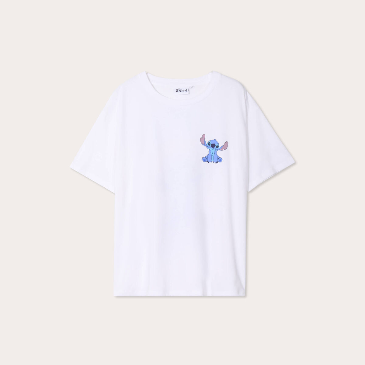 T-shirt oversize Stitch blanc femme