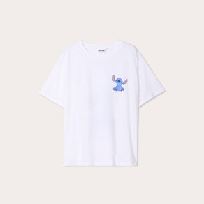 T-shirt oversize Stitch blanc femme
