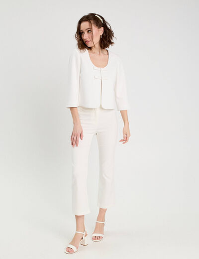 Pantalon large fluide ecru femme