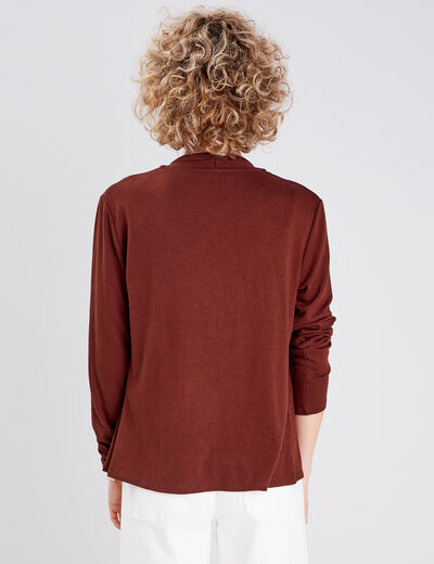 Cardigan col en V marron femme
