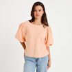 Blouse effet boule manches courtes orange femme