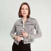 Veste boutonnée en jean denim gris femme