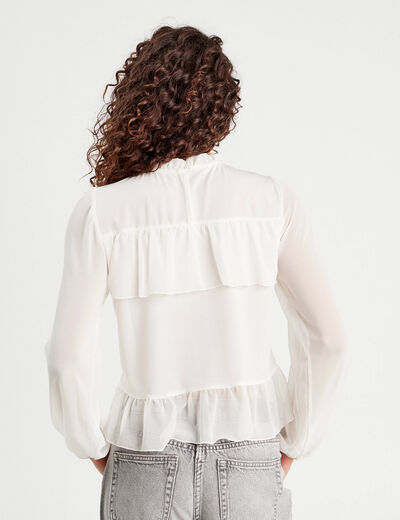 Blouse volants ecru femme