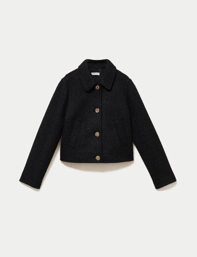 Veste droite courte sans manches noir femme