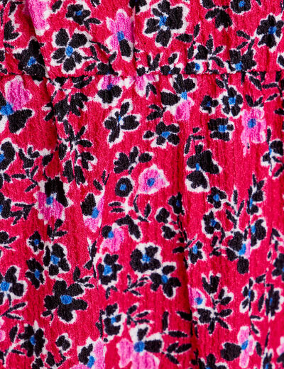 Robe évasée col en V rouge femme