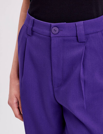 Pantalon droit large violet femme