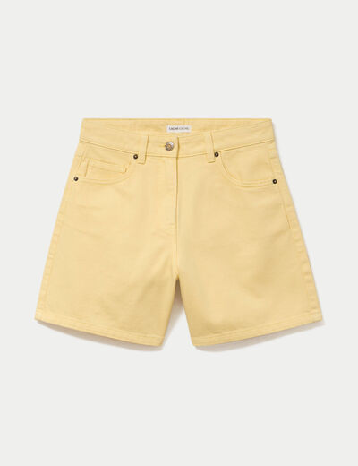 Bermuda regular 5 poches en jean jaune pastel femme