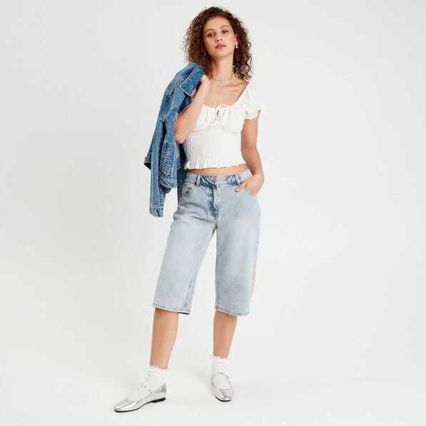 blouse smockee manches courtes ecru femme Blouse smockée manches courtes ecru femme