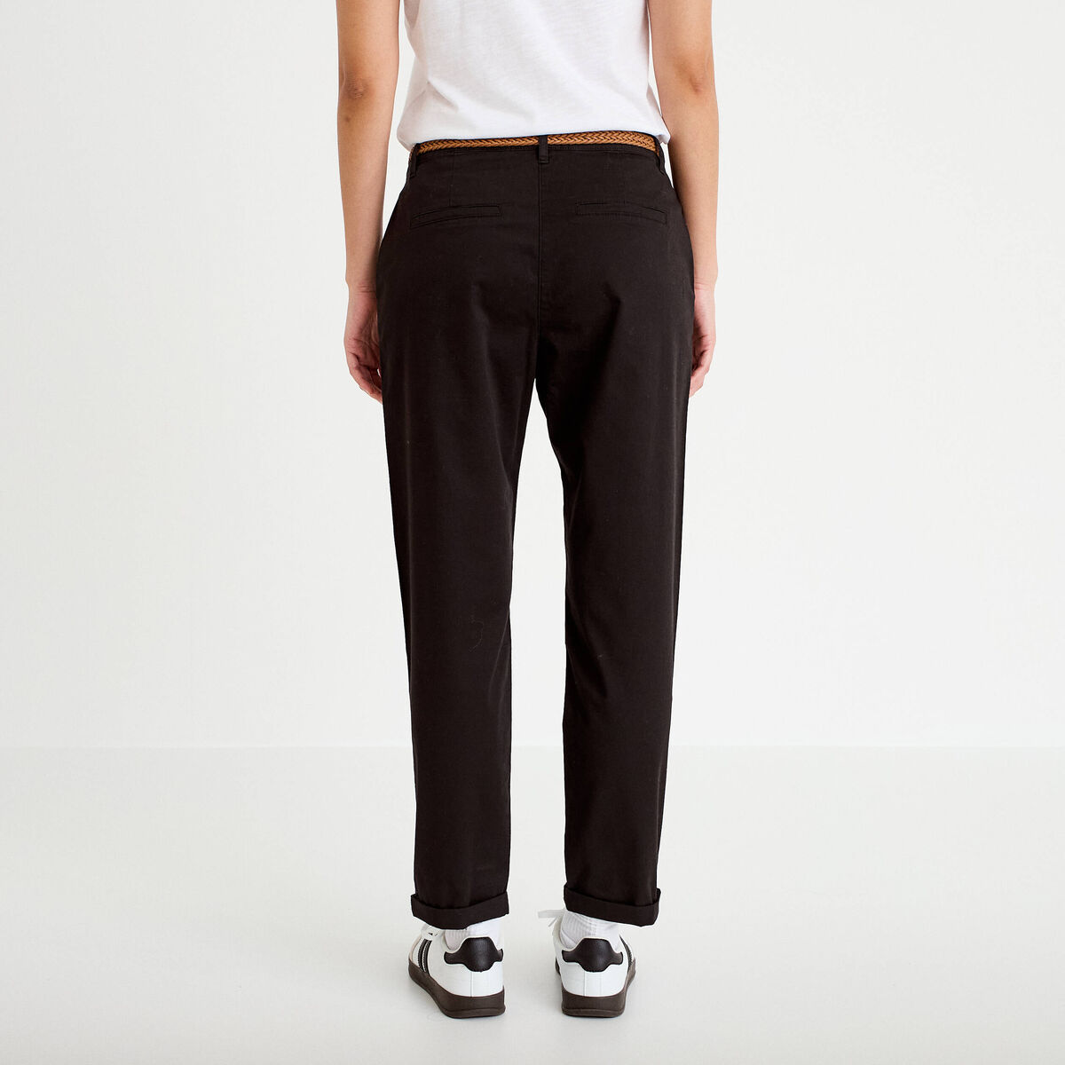 Pantalon chino 7/8&egrave;me noir femme