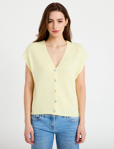 Gilet sans manches jaune clair femme
