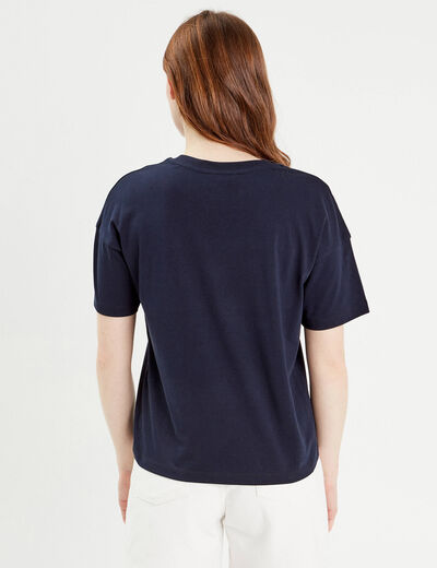 T-shirt manches courtes bleu marine femme