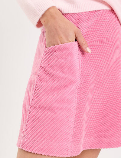 Jupe trap&egrave;ze en velours rose femme