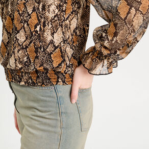 Blouse manches longues beige femme