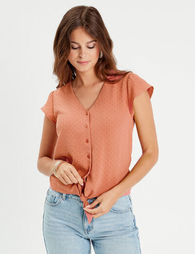 Blouse manches courtes vieux rose femme