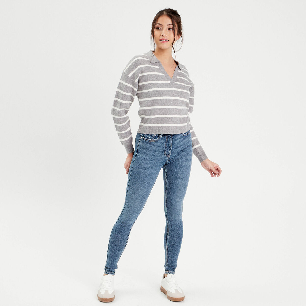 Jeans skinny taille haute denim double stone femme