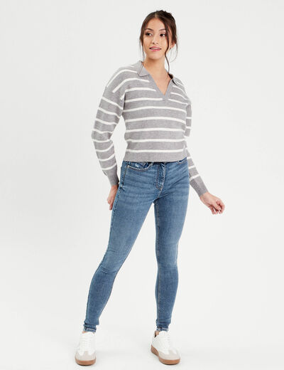 Jeans skinny taille haute denim double stone femme