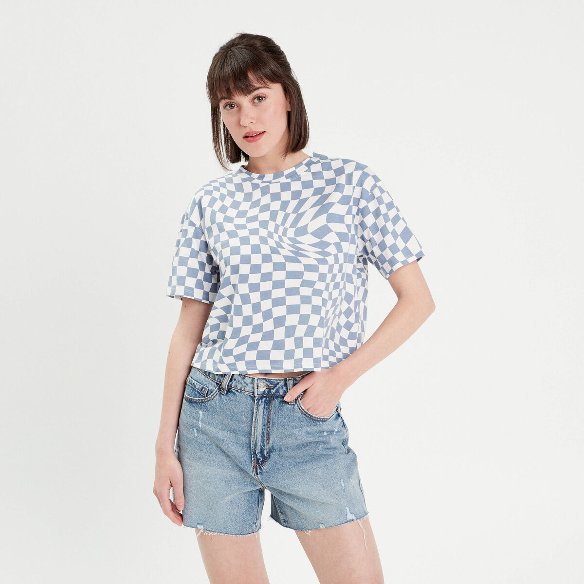T-shirt manches courtes bleu lavande femme