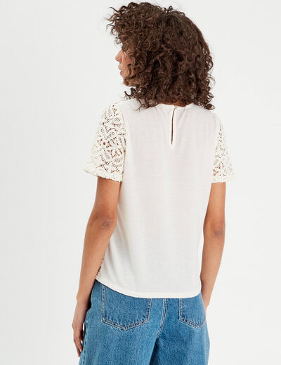 T-shirt manches courtes ecru femme