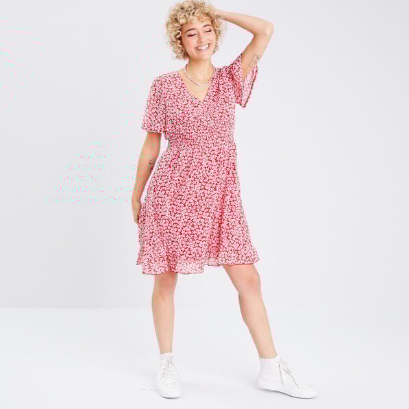 robe evasee manches courtes rouge femme Robe évasée manches courtes rouge femme
