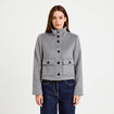 Veste courte aspect laineux gris femme