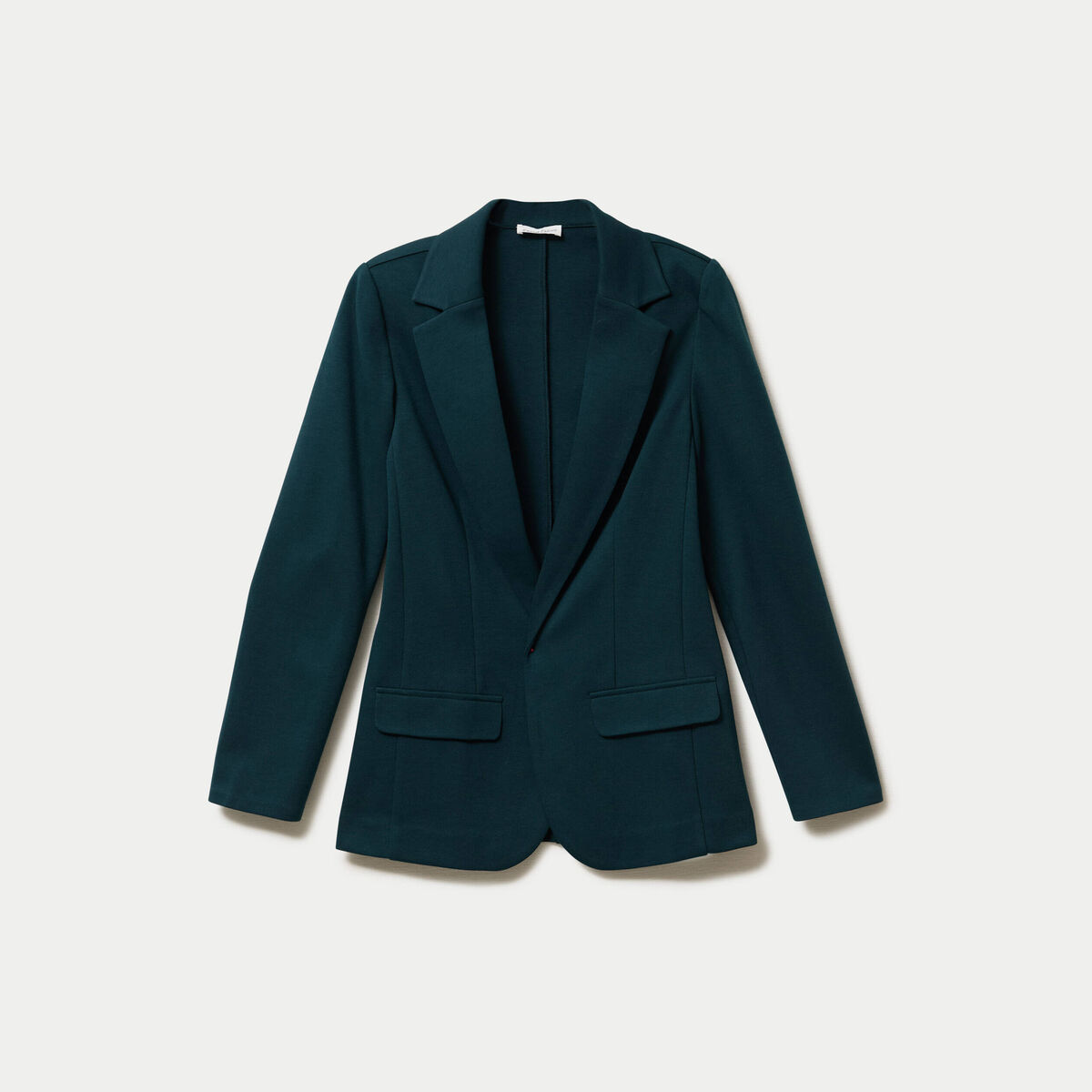 Veste blazer cintr&eacute;e vert fonc&eacute; femme