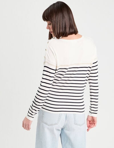 Pull avec boutons ecru femme