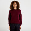 Pull col rond manches longues bordeaux femme
